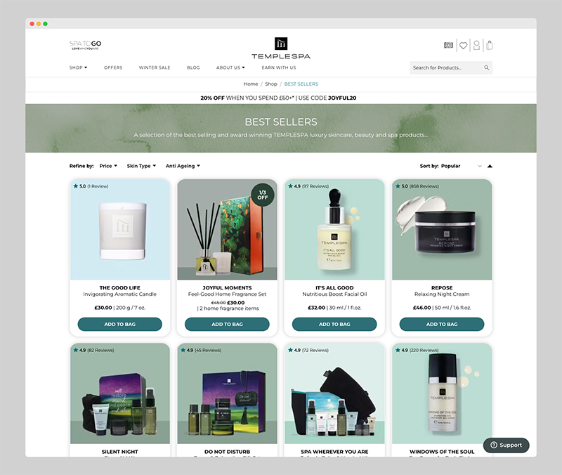 TEMPLESPA’s mobile conversions glow up 18% in 3 months with a Hyvä-powered solution from On Tap