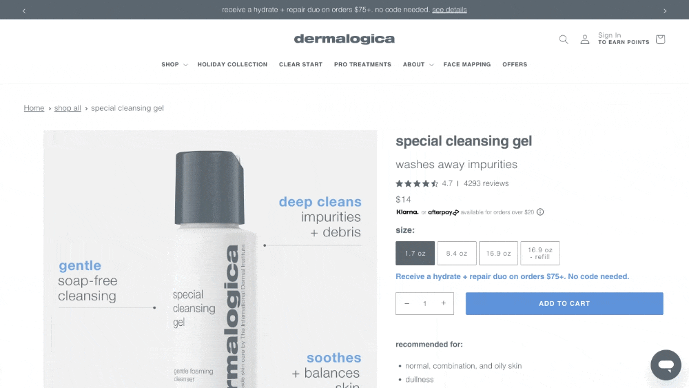 sreenshot-of-dermalogica-product-page