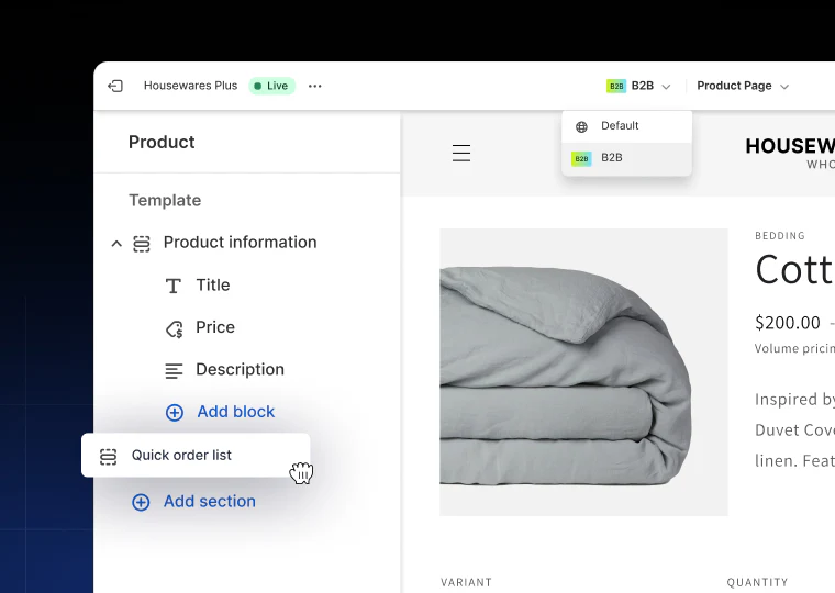 Shopify Quick bulk order