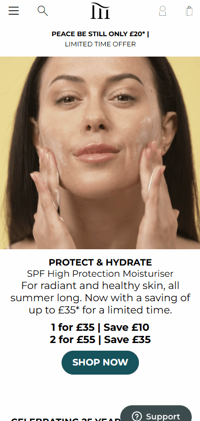 TEMPLESPA's website on mobile